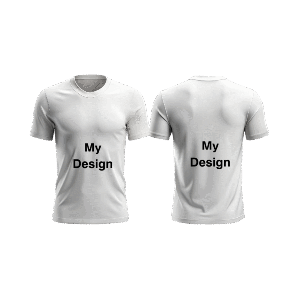 Customizable Cotton T-Shirt – White, Black & Blue | Personalize Your Design